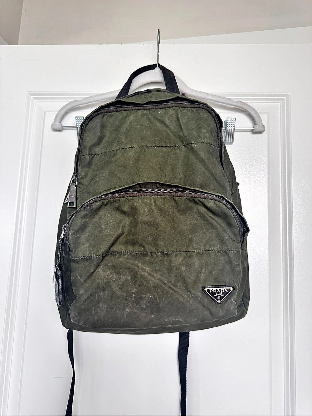 Prada Vela Nylon Backpack in Green & Black